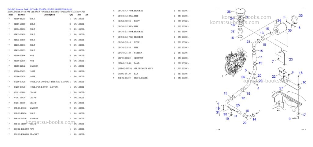 Komatsu fd40zy-10 s/n 133001-up Parts catalog cover Page 4