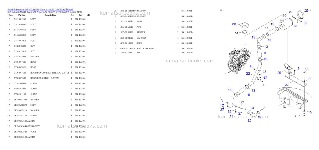 Komatsu fd40zy-10 s/n 133001-up Parts catalog cover Page 5