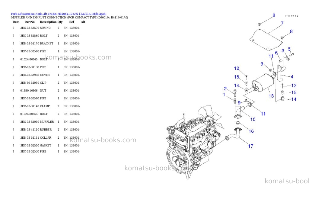 Komatsu fd40zy-10 s/n 133001-up Parts catalog cover Page 8