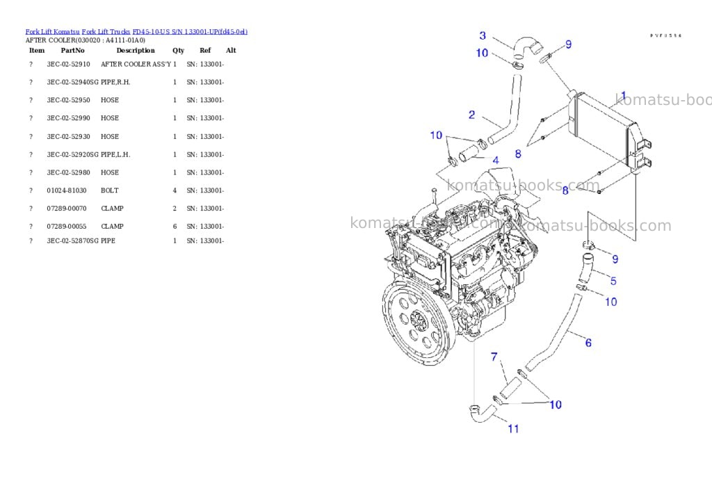 Komatsu fd45-10-us s/n 133001-up Parts catalog cover Komatsu fd45-10-us s/n 133001-up Parts catalog cover