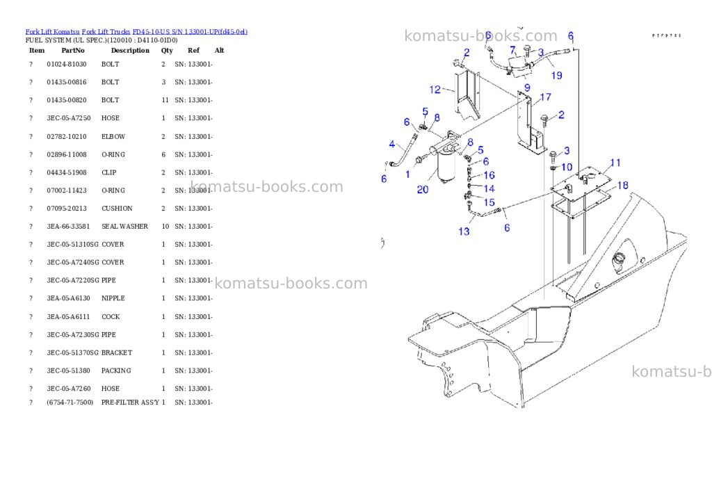 Komatsu fd45-10-us s/n 133001-up Parts catalog cover Page 10 Komatsu fd45-10-us s/n 133001-up Parts catalog cover Page 10