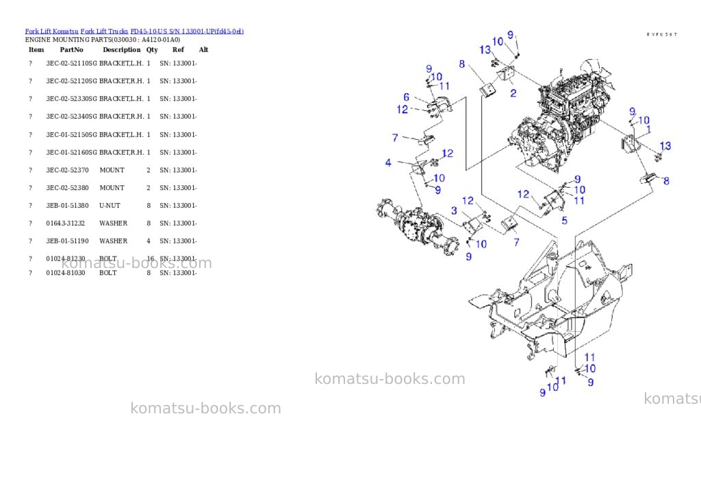 Komatsu fd45-10-us s/n 133001-up Parts catalog cover Page 2 Komatsu fd45-10-us s/n 133001-up Parts catalog cover Page 2