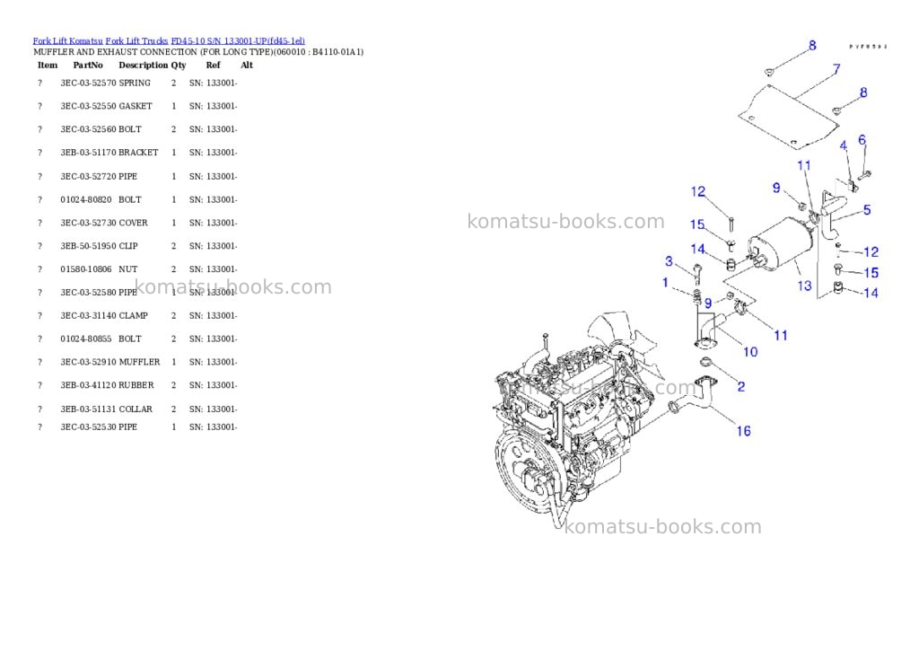 Komatsu fd45-10 s/n 133001-up Parts catalog cover Page 10 Komatsu fd45-10 s/n 133001-up Parts catalog cover Page 10
