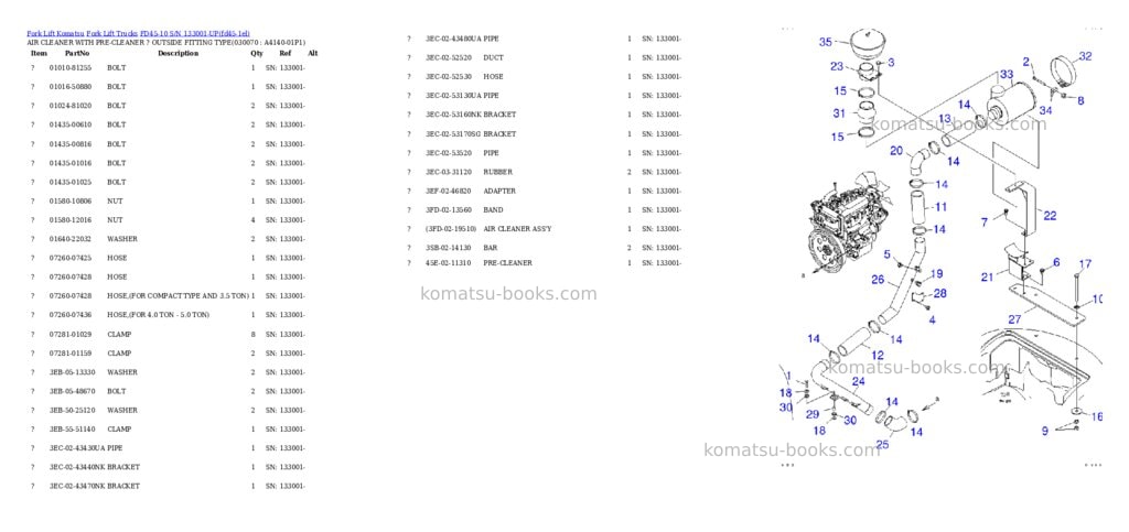 Komatsu fd45-10 s/n 133001-up Parts catalog cover Page 6 Komatsu fd45-10 s/n 133001-up Parts catalog cover Page 6