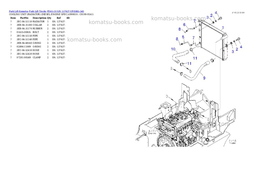 Komatsu FD45-10 S/N 137637-UP Parts catalog cover Page 10 Komatsu FD45-10 S/N 137637-UP Parts catalog cover Page 10