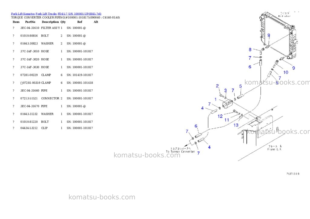Komatsu fd45-7 s/n 100001-up Parts catalog cover Page 10 Komatsu fd45-7 s/n 100001-up Parts catalog cover Page 10