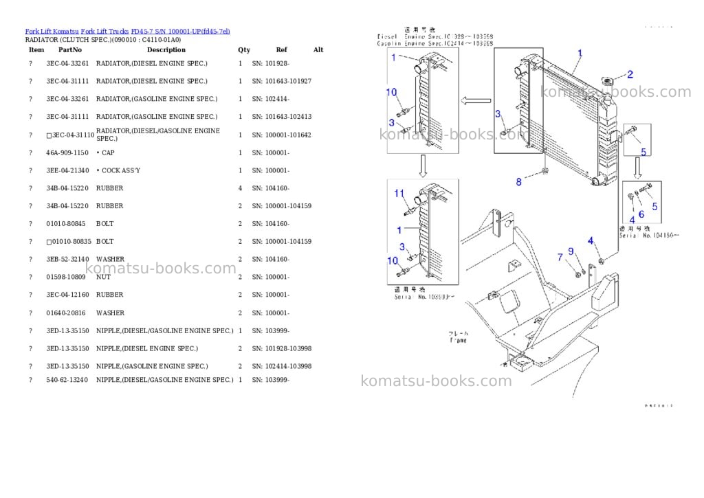 Komatsu fd45-7 s/n 100001-up Parts catalog cover Page 7 Komatsu fd45-7 s/n 100001-up Parts catalog cover Page 7