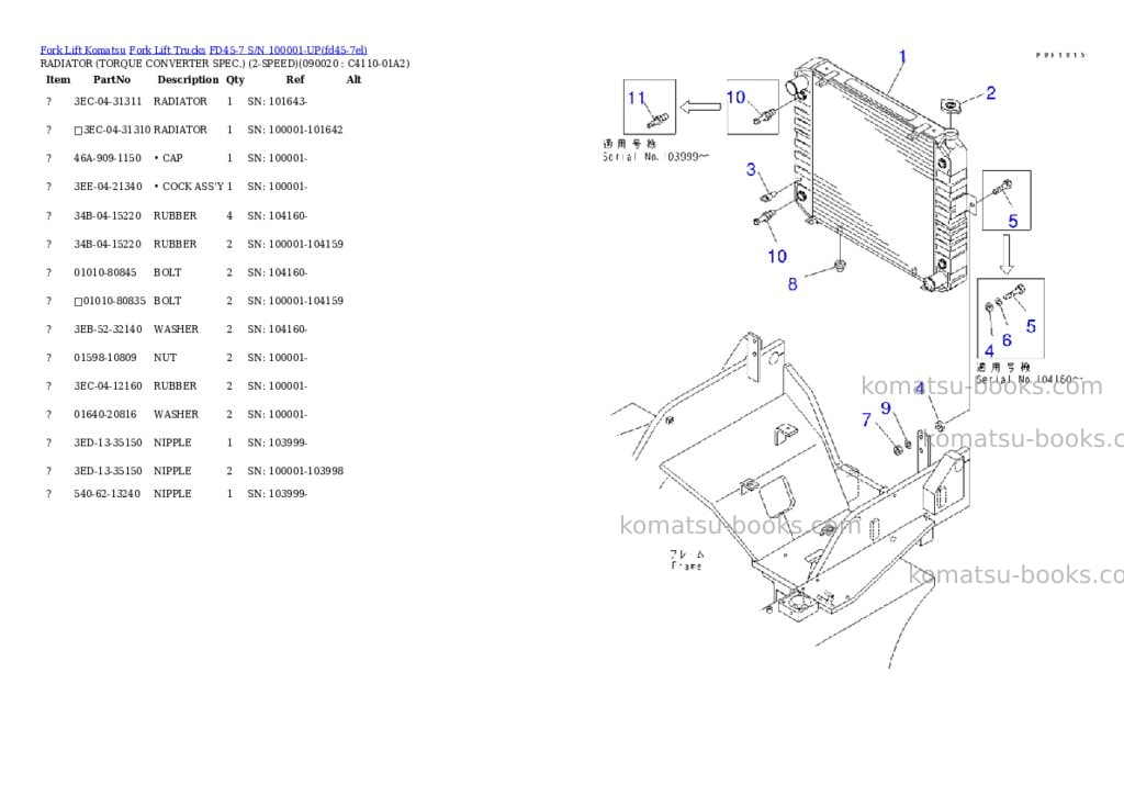 Komatsu fd45-7 s/n 100001-up Parts catalog cover Page 8 Komatsu fd45-7 s/n 100001-up Parts catalog cover Page 8