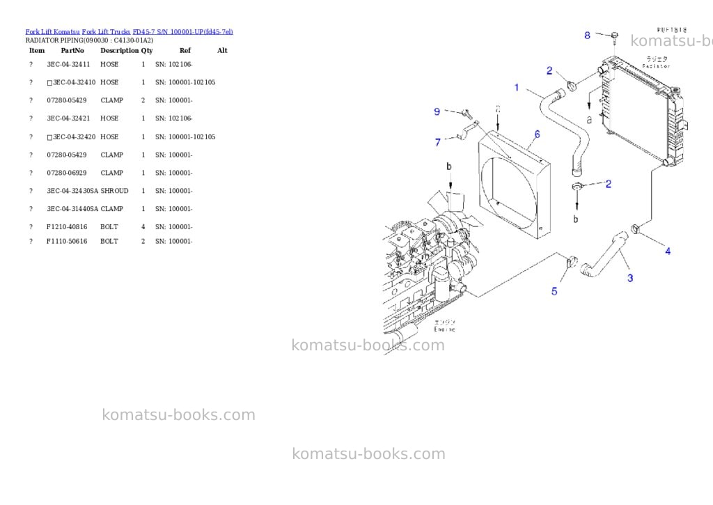 Komatsu fd45-7 s/n 100001-up Parts catalog cover Page 9 Komatsu fd45-7 s/n 100001-up Parts catalog cover Page 9