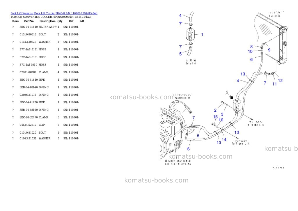 Komatsu fd45-8 s/n 110001-up Parts catalog cover Page 10 Komatsu fd45-8 s/n 110001-up Parts catalog cover Page 10