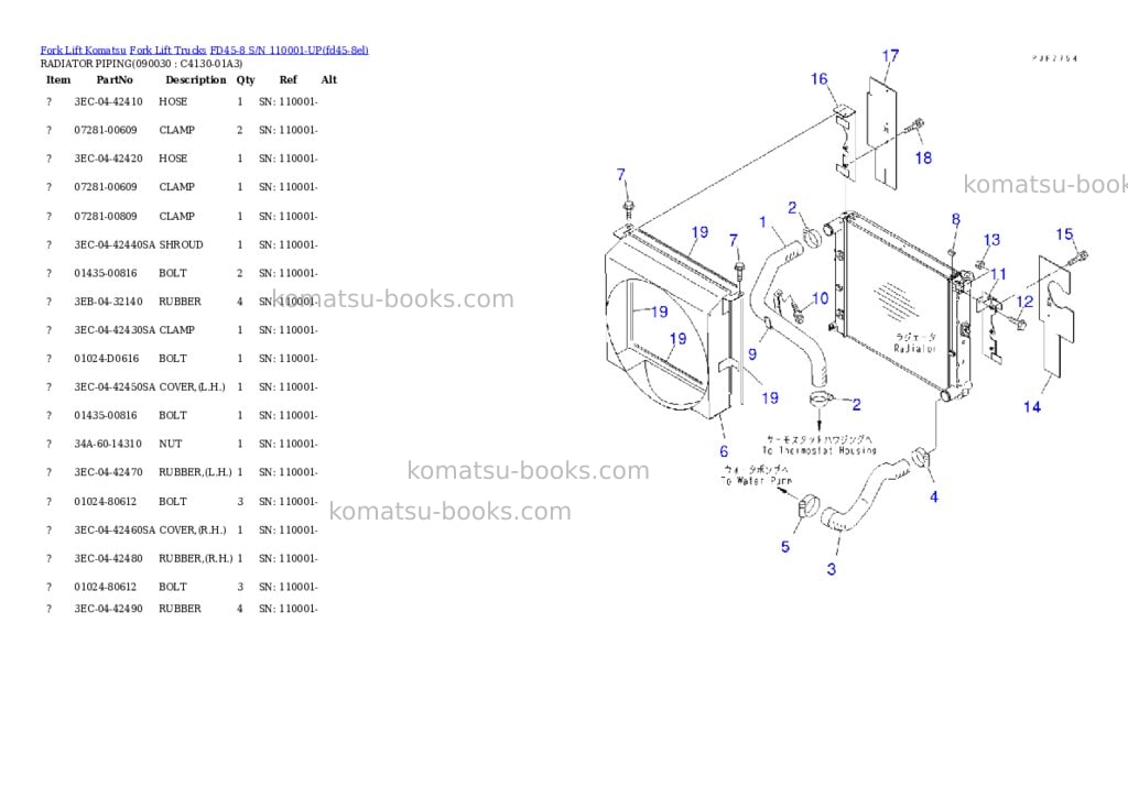 Komatsu fd45-8 s/n 110001-up Parts catalog cover Page 9 Komatsu fd45-8 s/n 110001-up Parts catalog cover Page 9