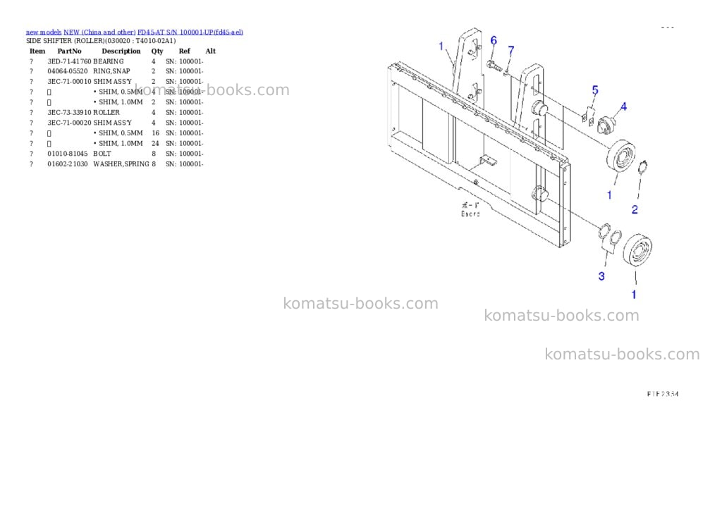 Komatsu fd45-at s/n 100001-up Parts catalog cover