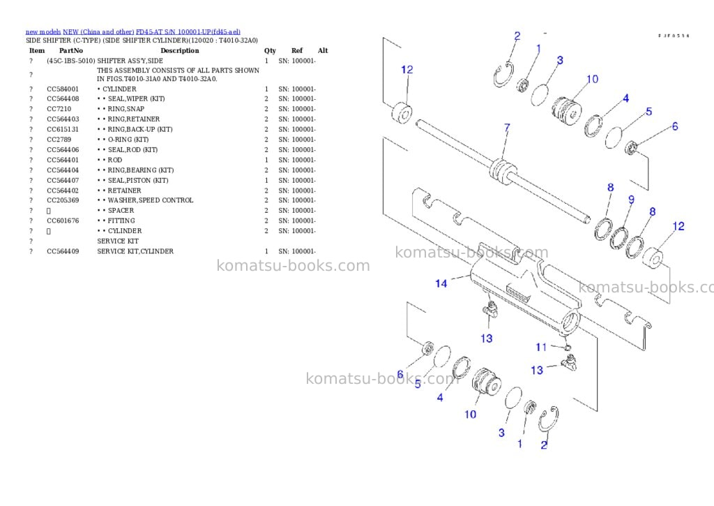 Komatsu fd45-at s/n 100001-up Parts catalog cover Page 10