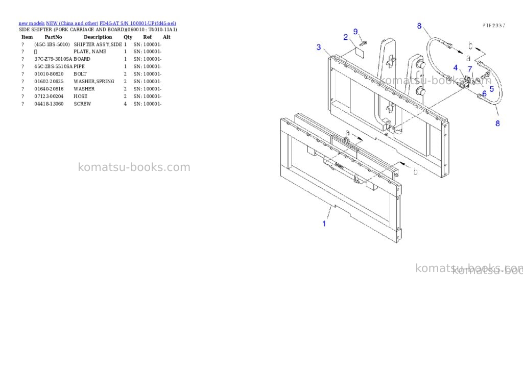 Komatsu fd45-at s/n 100001-up Parts catalog cover Page 3
