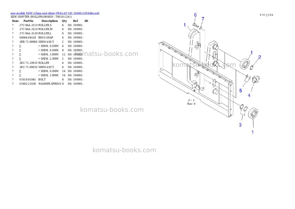 Komatsu fd45-at s/n 100001-up Parts catalog cover Page 4
