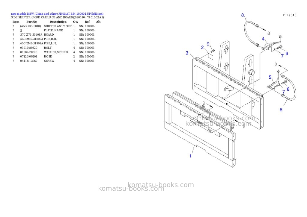 Komatsu fd45-at s/n 100001-up Parts catalog cover Page 6