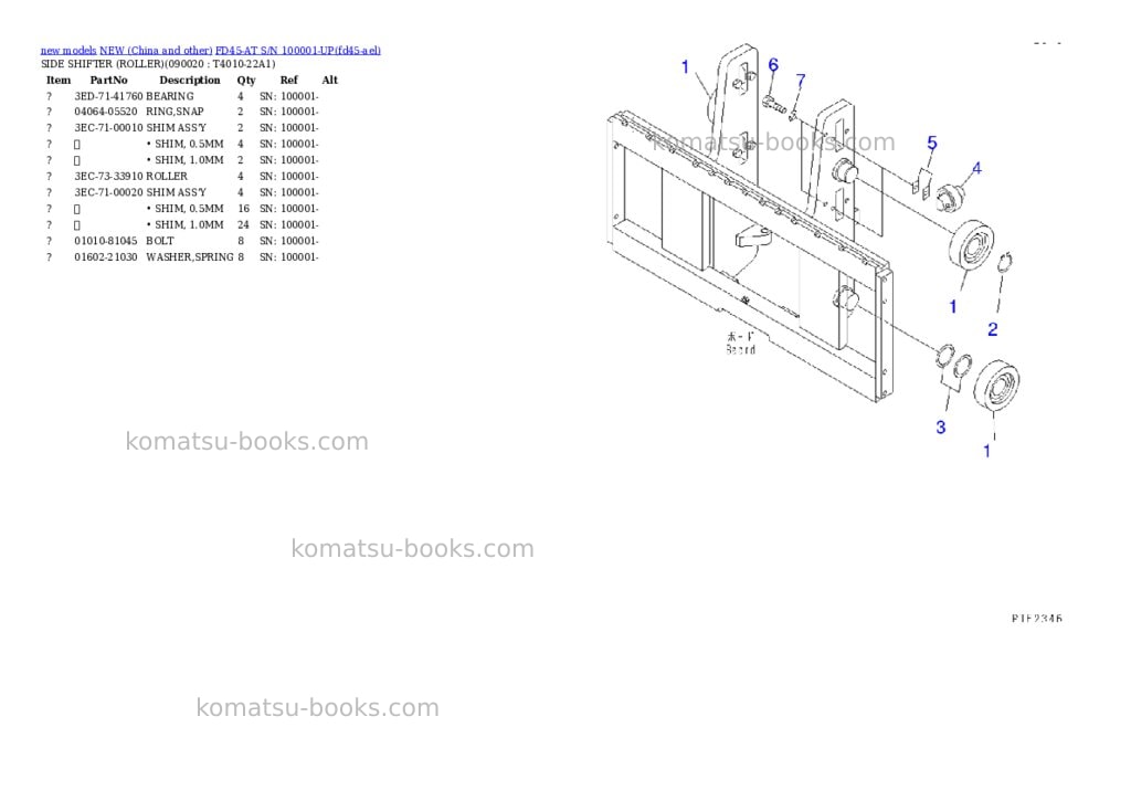 Komatsu fd45-at s/n 100001-up Parts catalog cover Page 7