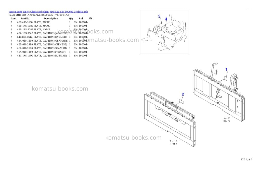 Komatsu fd45-at s/n 100001-up Parts catalog cover Page 8