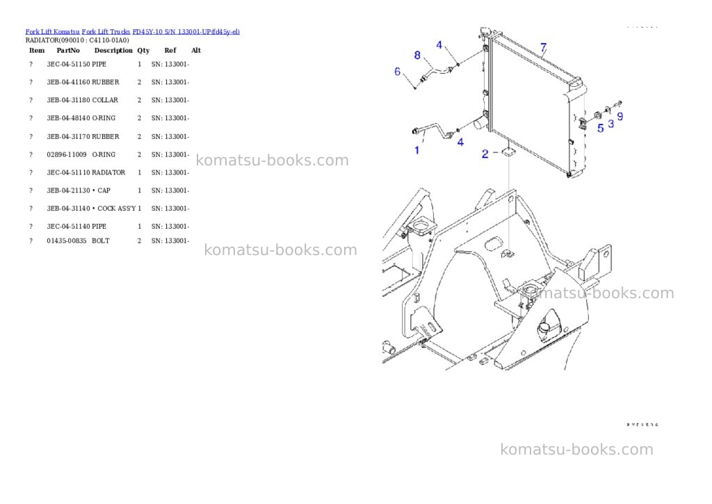 Komatsu FD45Y-10 S/N 133001-UP Parts catalog cover Page 10