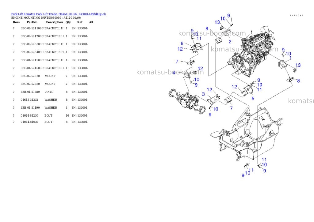 Komatsu FD45Y-10 S/N 133001-UP Parts catalog cover Page 2