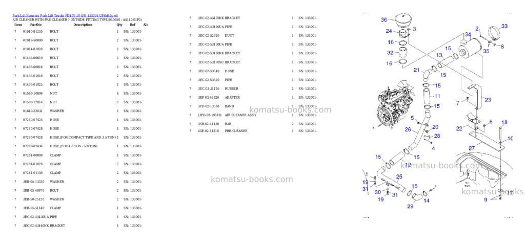 Komatsu FD45Y-10 S/N 133001-UP Parts catalog cover Page 4