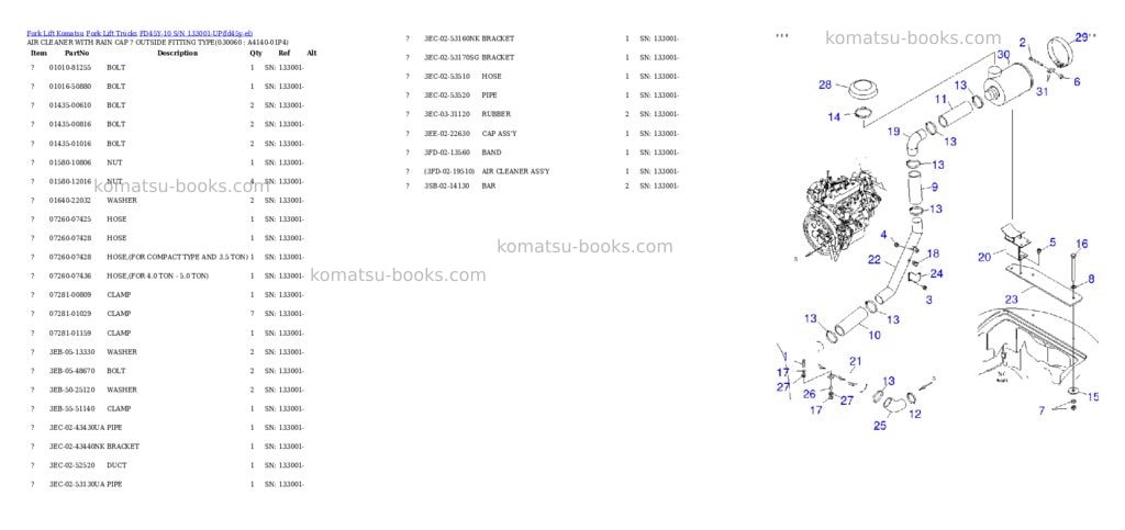 Komatsu FD45Y-10 S/N 133001-UP Parts catalog cover Page 5
