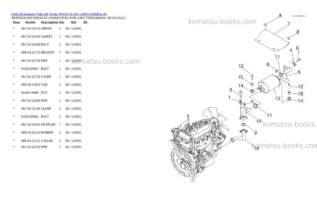 Komatsu FD45Y-10 S/N 133001-UP Parts catalog cover Page 8