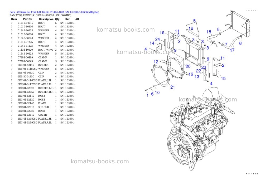 Komatsu FD45Y-10-B S/N 136100-137636 Parts catalog cover Page 10