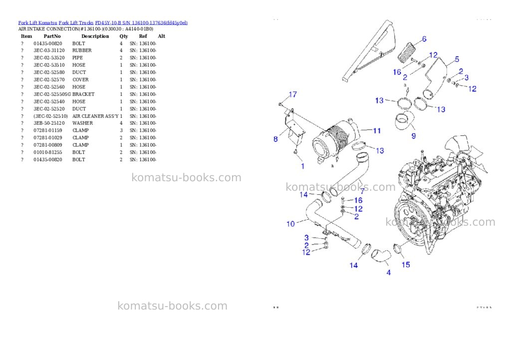 Komatsu FD45Y-10-B S/N 136100-137636 Parts catalog cover Page 2