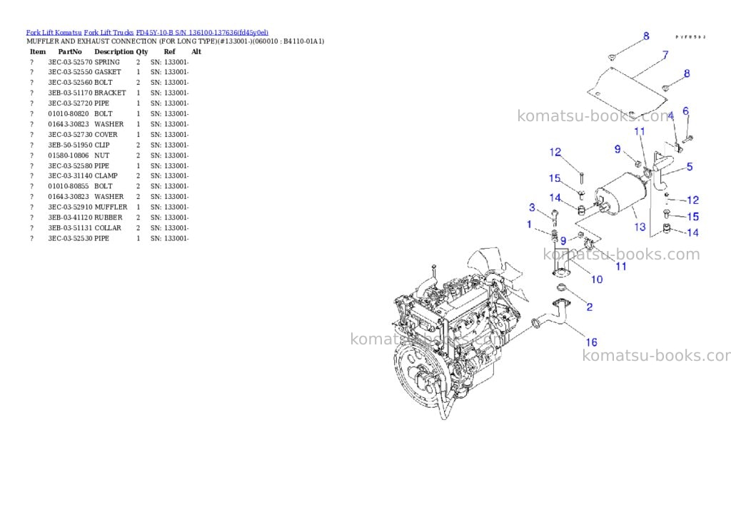 Komatsu FD45Y-10-B S/N 136100-137636 Parts catalog cover Page 7