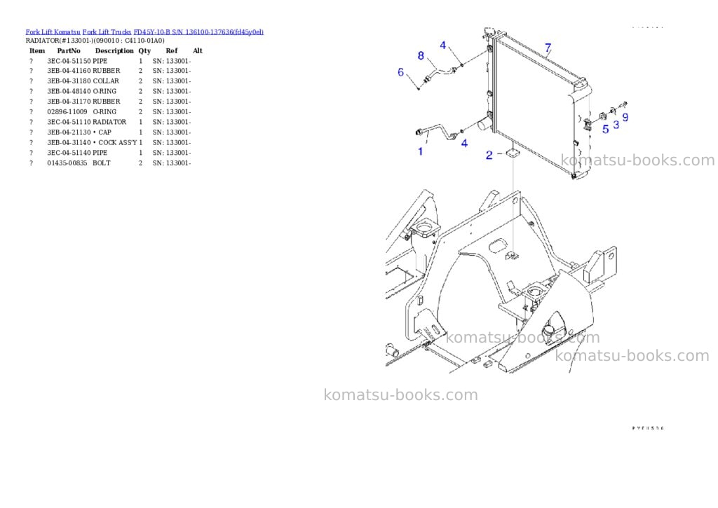 Komatsu FD45Y-10-B S/N 136100-137636 Parts catalog cover Page 9