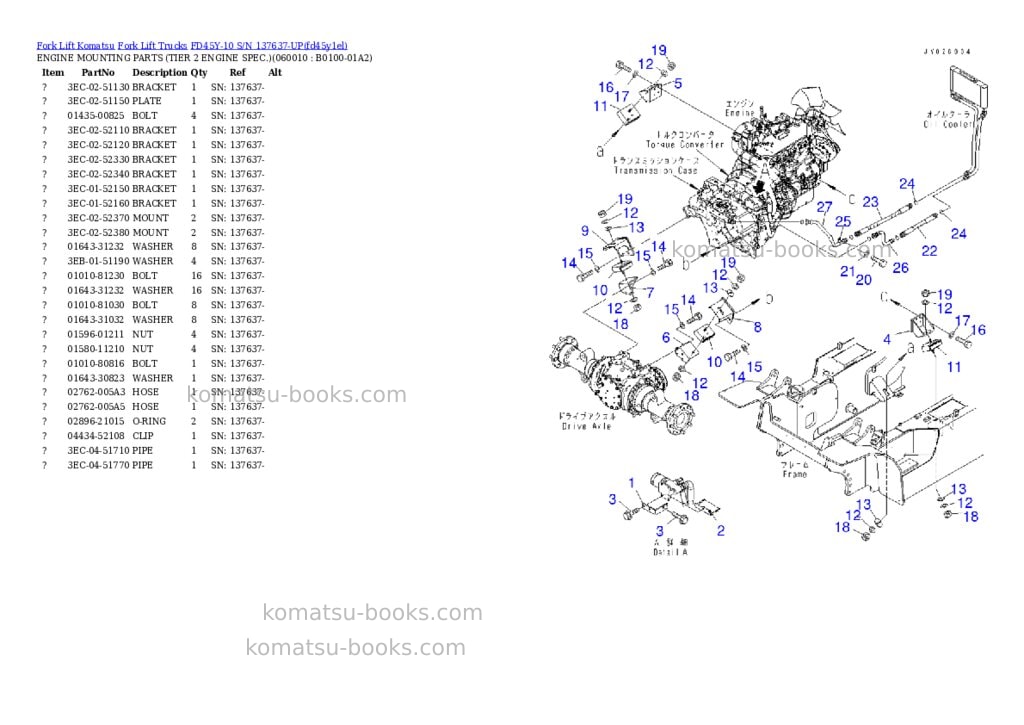 Komatsu FD45Y-10 S/N 137637-UP Parts catalog cover Komatsu FD45Y-10 S/N 137637-UP Parts catalog cover
