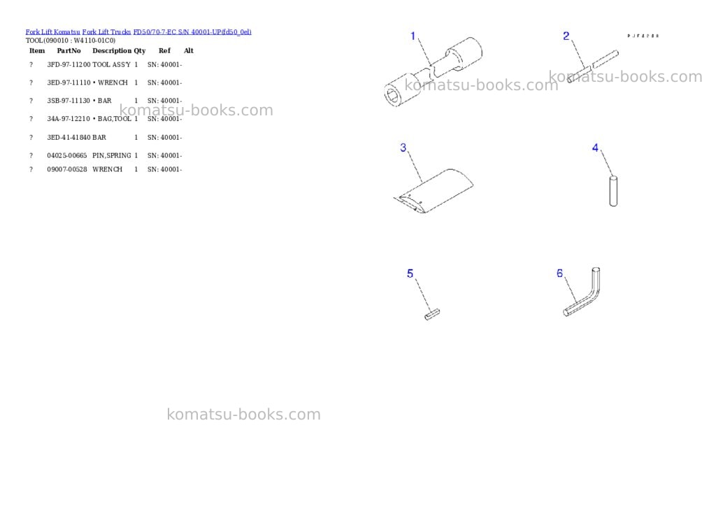 Komatsu fd50/70-7-ec s/n 40001-up Parts catalog cover Page 2 Komatsu fd50/70-7-ec s/n 40001-up Parts catalog cover Page 2
