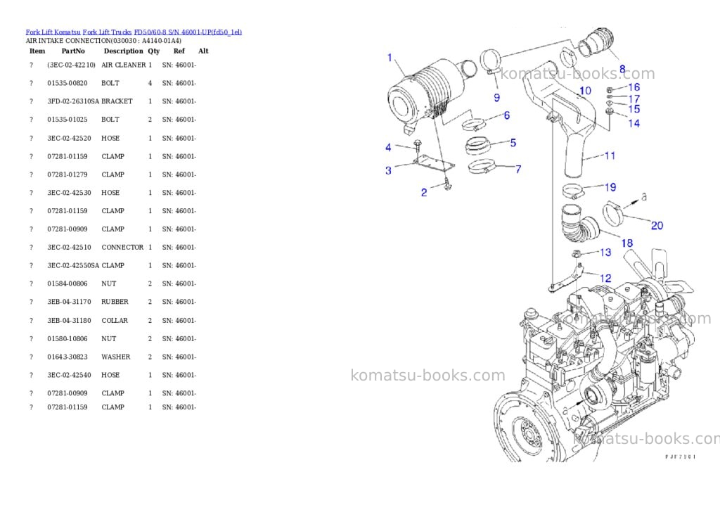 Komatsu fd50/60-8 s/n 46001-up Parts catalog cover Page 2 Komatsu fd50/60-8 s/n 46001-up Parts catalog cover Page 2