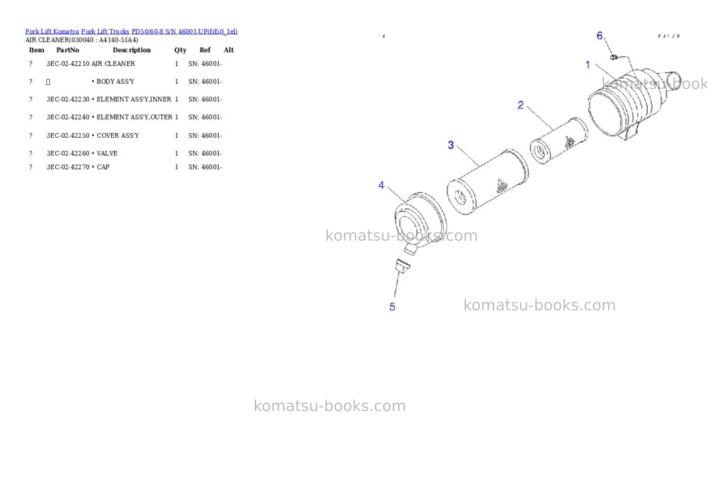 Komatsu fd50/60-8 s/n 46001-up Parts catalog cover Page 3 Komatsu fd50/60-8 s/n 46001-up Parts catalog cover Page 3