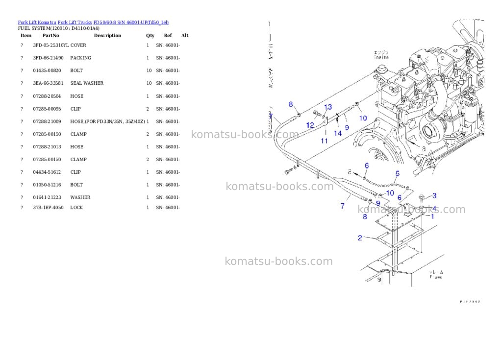 Komatsu fd50/60-8 s/n 46001-up Parts catalog cover Page 9 Komatsu fd50/60-8 s/n 46001-up Parts catalog cover Page 9
