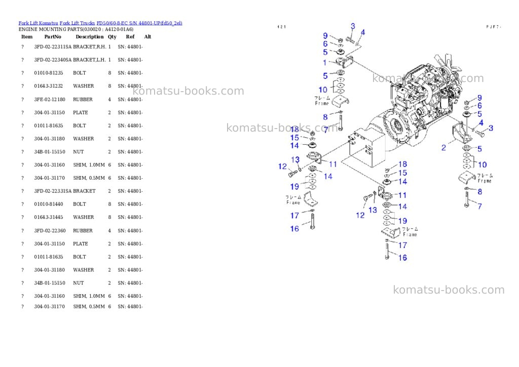 Komatsu fd50/60-8-ec s/n 44801-up Parts catalog cover Komatsu fd50/60-8-ec s/n 44801-up Parts catalog cover