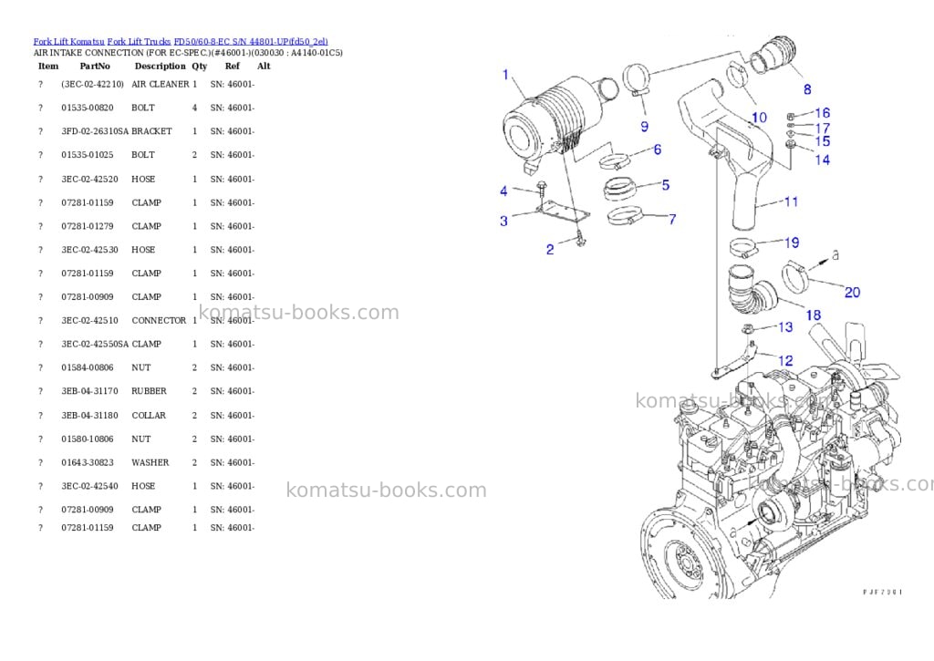 Komatsu fd50/60-8-ec s/n 44801-up Parts catalog cover Page 2 Komatsu fd50/60-8-ec s/n 44801-up Parts catalog cover Page 2