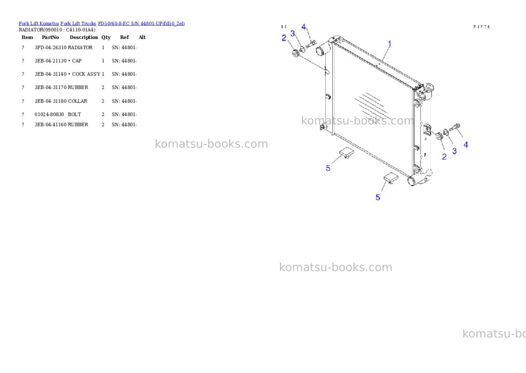 Komatsu fd50/60-8-ec s/n 44801-up Parts catalog cover Page 5 Komatsu fd50/60-8-ec s/n 44801-up Parts catalog cover Page 5