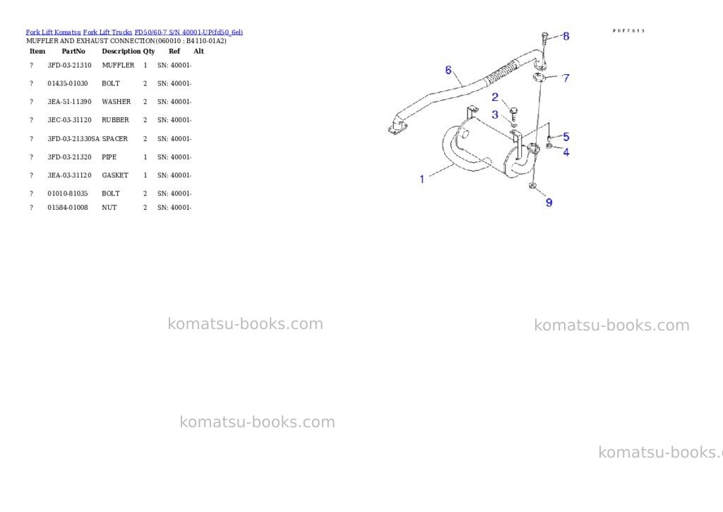 Komatsu fd50hd/60hd-7 s/n 40001-up Parts catalog cover Page 3 Komatsu fd50hd/60hd-7 s/n 40001-up Parts catalog cover Page 3