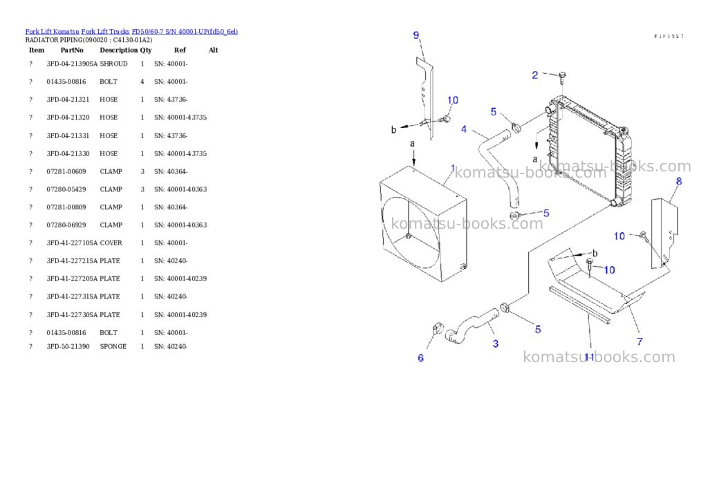Komatsu fd50hd/60hd-7 s/n 40001-up Parts catalog cover Page 5 Komatsu fd50hd/60hd-7 s/n 40001-up Parts catalog cover Page 5