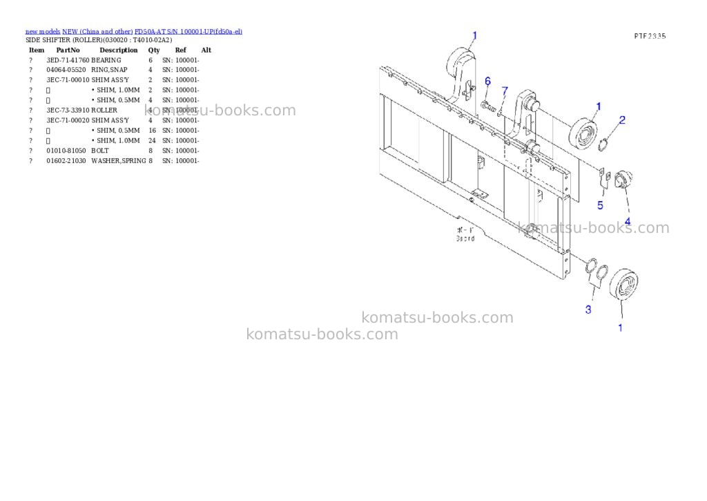 Komatsu FD50A-AT S/N 100001-UP Parts catalog cover Komatsu FD50A-AT S/N 100001-UP Parts catalog cover