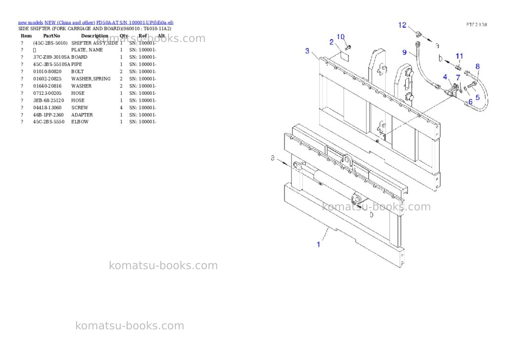 Komatsu FD50A-AT S/N 100001-UP Parts catalog cover Page 3 Komatsu FD50A-AT S/N 100001-UP Parts catalog cover Page 3