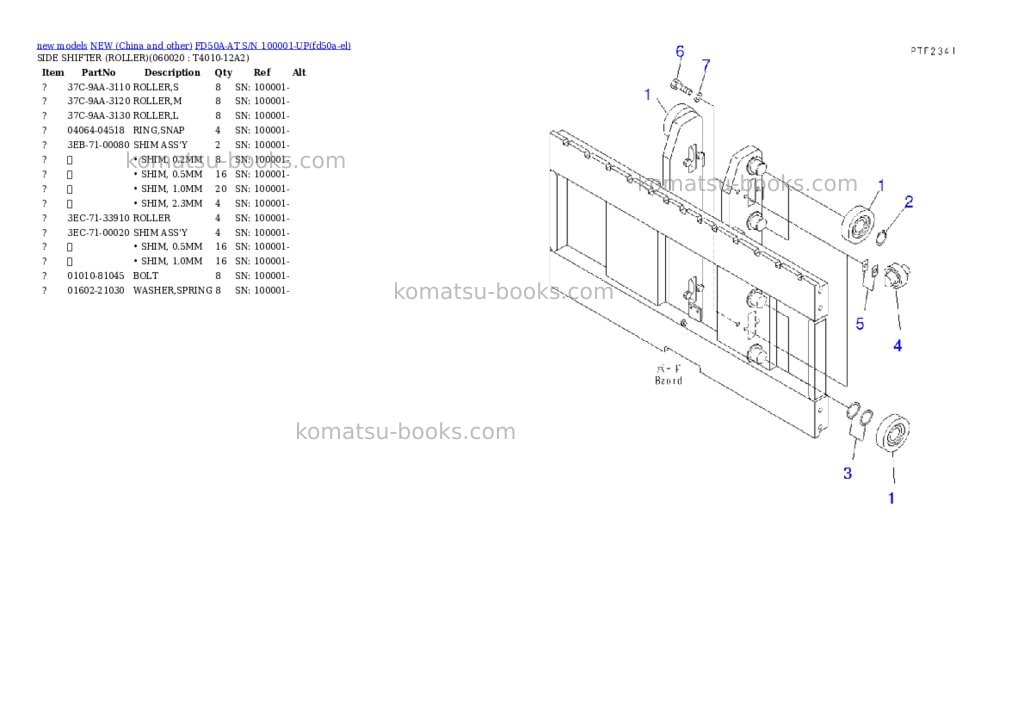 Komatsu FD50A-AT S/N 100001-UP Parts catalog cover Page 4 Komatsu FD50A-AT S/N 100001-UP Parts catalog cover Page 4