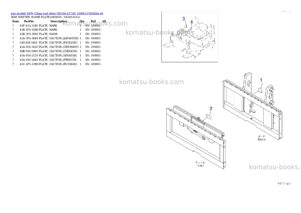 Komatsu FD50A-AT S/N 100001-UP Parts catalog cover Page 5 Komatsu FD50A-AT S/N 100001-UP Parts catalog cover Page 5