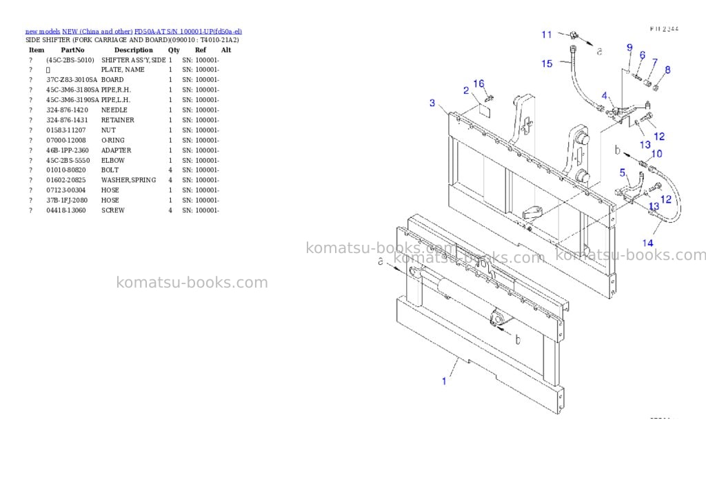 Komatsu FD50A-AT S/N 100001-UP Parts catalog cover Page 6 Komatsu FD50A-AT S/N 100001-UP Parts catalog cover Page 6