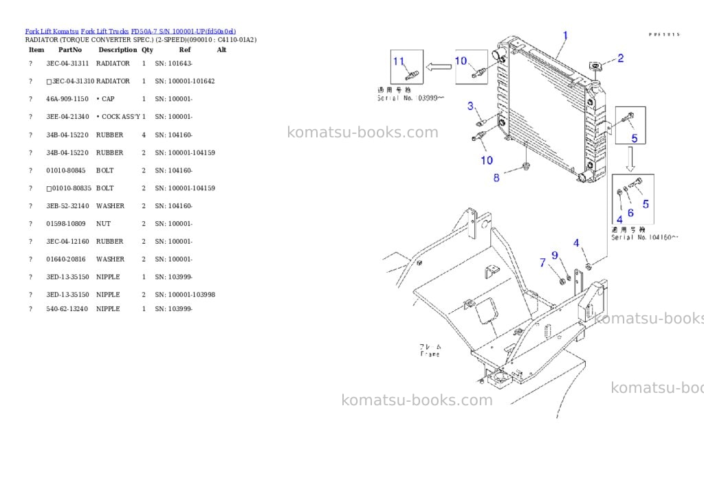Komatsu fd50a-7 s/n 100001-up Parts catalog cover Page 7 Komatsu fd50a-7 s/n 100001-up Parts catalog cover Page 7