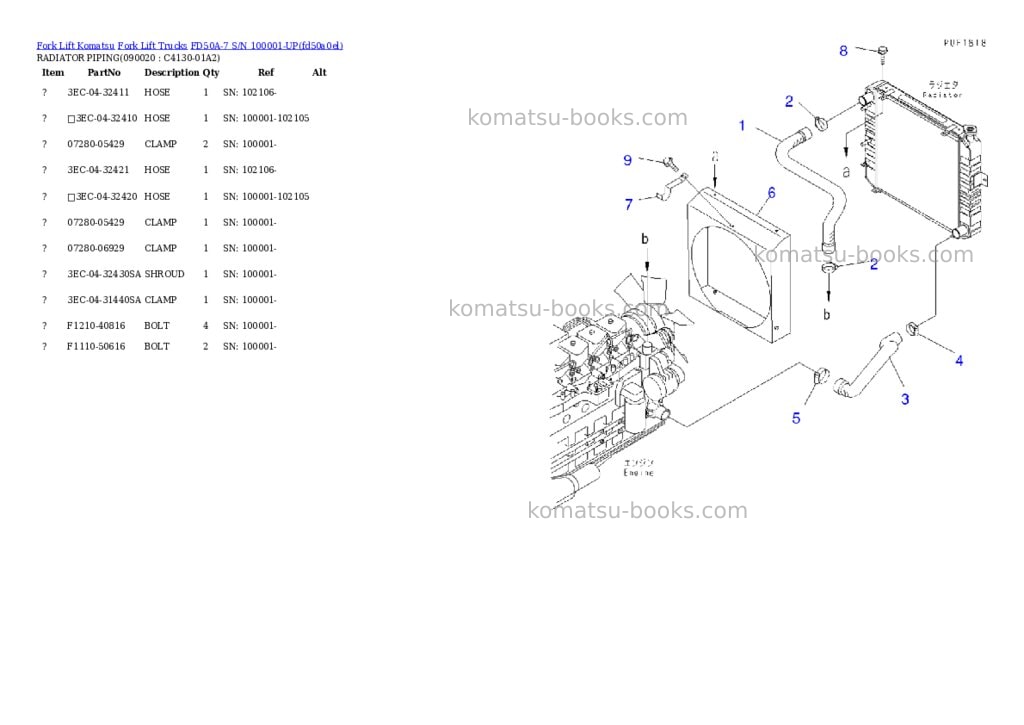 Komatsu fd50a-7 s/n 100001-up Parts catalog cover Page 8 Komatsu fd50a-7 s/n 100001-up Parts catalog cover Page 8