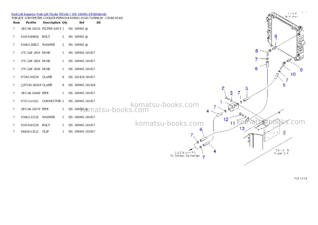 Komatsu fd50a-7 s/n 100001-up Parts catalog cover Page 9 Komatsu fd50a-7 s/n 100001-up Parts catalog cover Page 9
