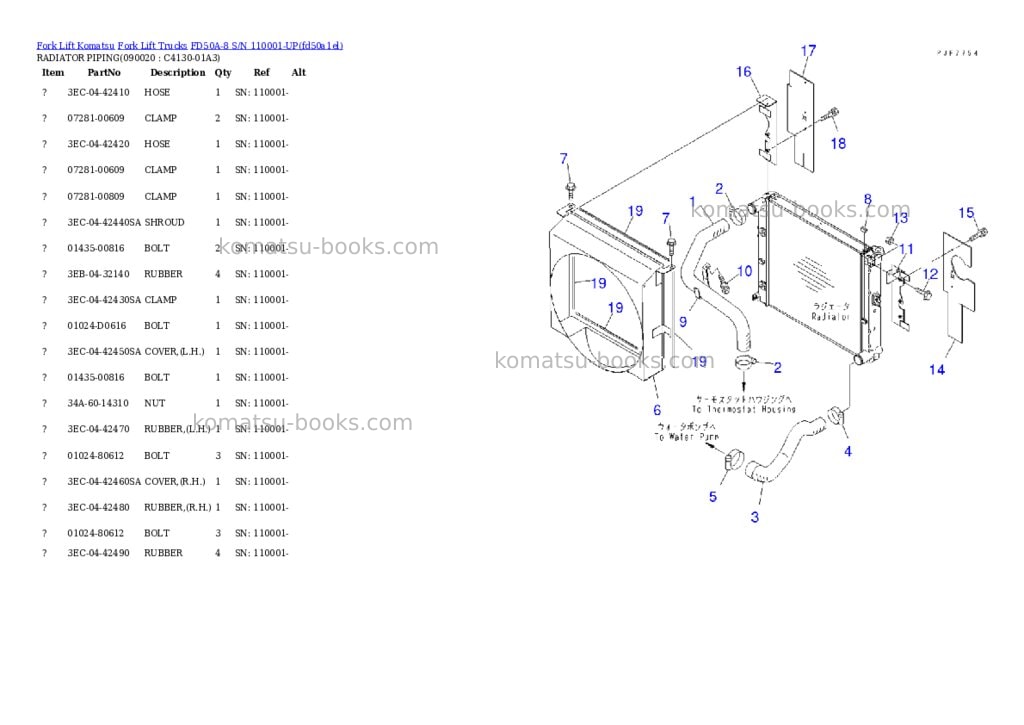 Komatsu fd50a-8 s/n 110001-up Parts catalog cover Page 8 Komatsu fd50a-8 s/n 110001-up Parts catalog cover Page 8